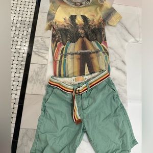 Scotch and soda boys, T-shirt and shorts size 8